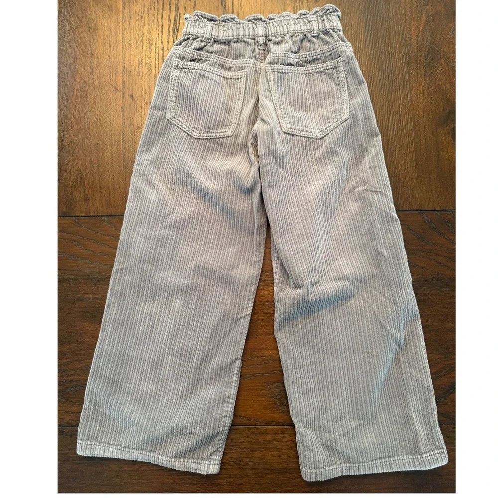 Zara Kids Grey Corduroy Wide Leg Paperbag Waist Pants Size 7 - Picture 3 of 3